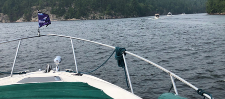 A boat traveling on Georgian Bay in Ontario